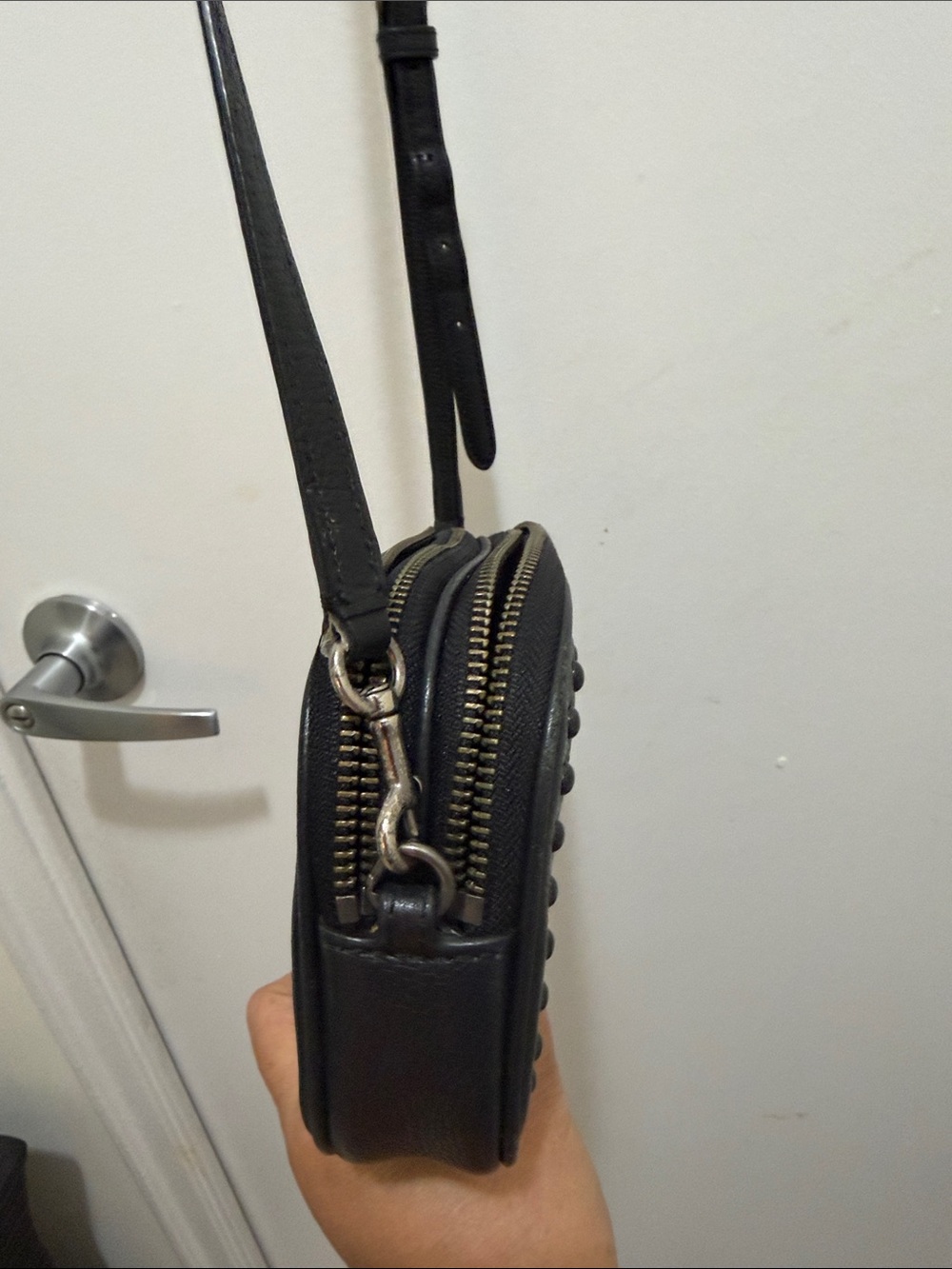 Coach Black Pebbled Leather Studded Crossbody Bag - Picture 9 of 11